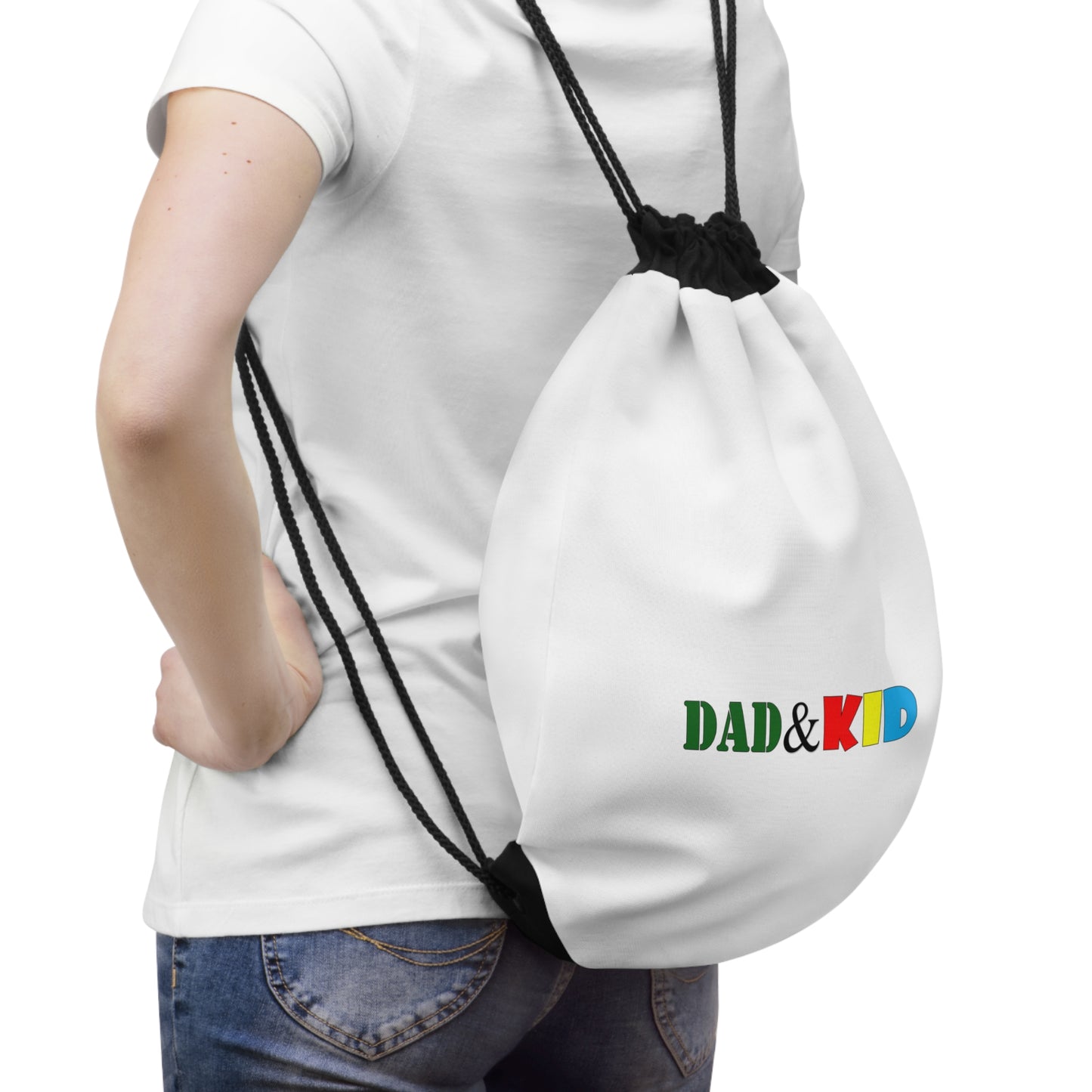 Dad & Kid Colorful Logo Drawstring Bag — Father & Child Matching Gift