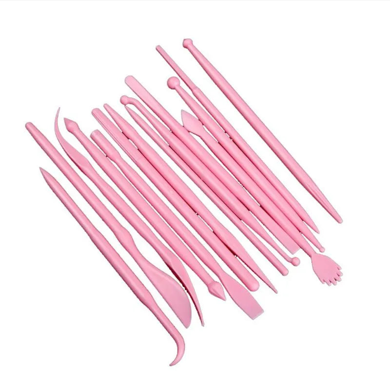14pcs/set Plastic Clay Sculpting Set Cake Decorating Tools Set for Shaping Clay Playdough Tools Toys Polymer Modeling Clay Tools