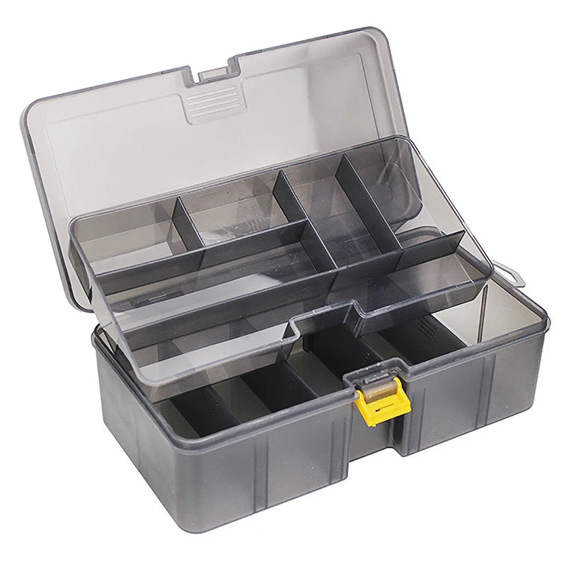 Fishing Box Gray Double Layer Fishing Gear Road Sub Box PP Material Plastic Tool Box for Fake Bait