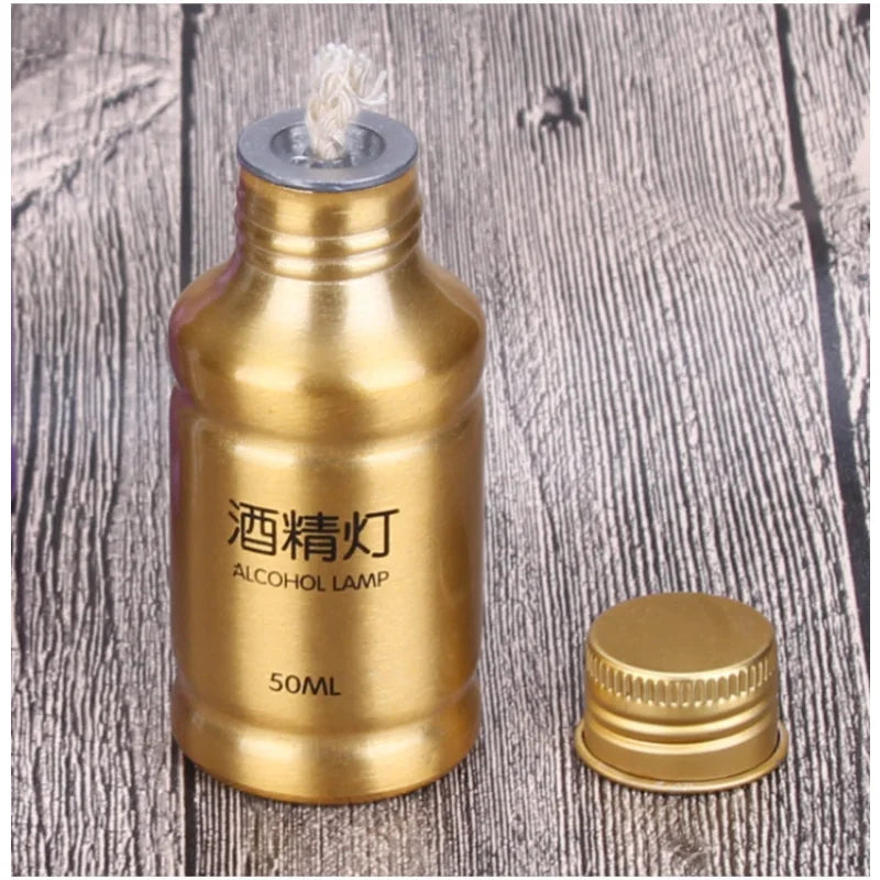 1pc Portable Metal Alcohol Lamp 50ml Chemistry Alcohol Burner Lamp Lab Equipment Heating Laborotary Supplies