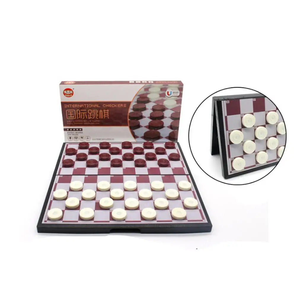 Foldable Premium Plastic Checkers Board Game Set With Smooth Non Toxic Pieces For Adults Family Friends Chinese