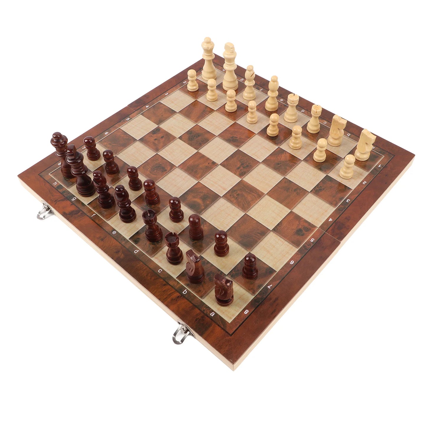 3 in 1 Wooden Chess Checkers Set Portable Chess Checkers Game Set with Wooden Folding Board for Kids Adults Chess Checkers Set