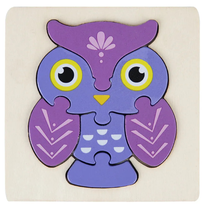 High Quality 3D Wooden Puzzle Baby Cartoon Animal Traffic Jigsaw Early Learning Cognition Game Puzzle Toys for Children