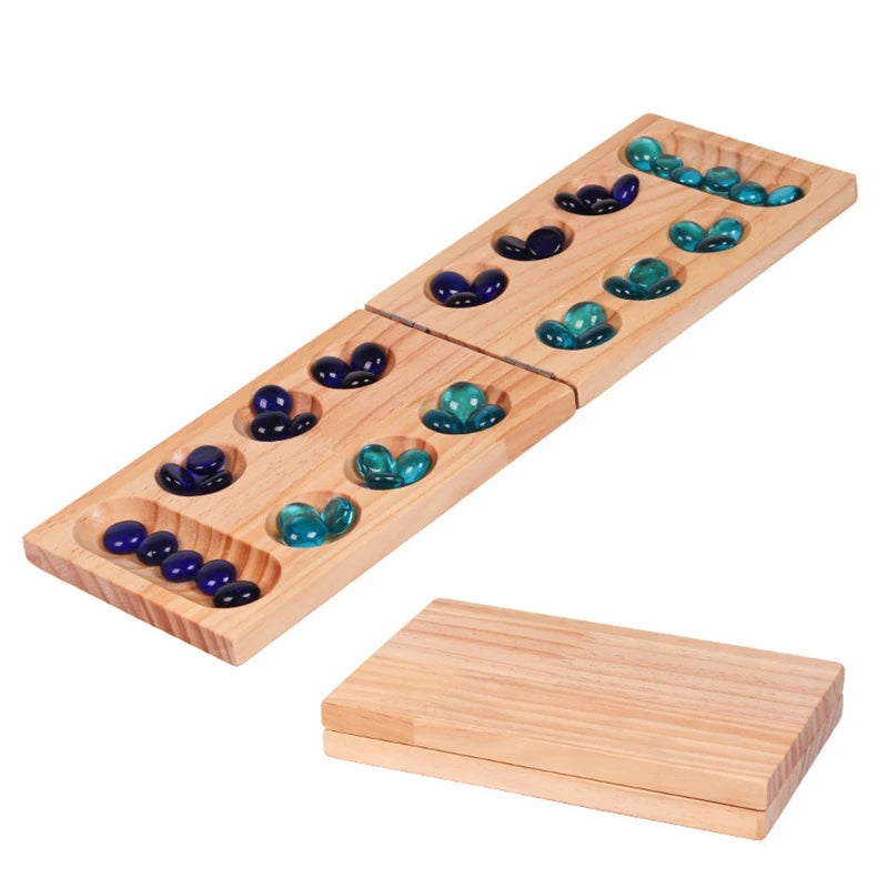 Novelty Mancala Game African Gem Chess with 48 Glass Stones Household Interactive Toys for Parents and Kids Dropshipping