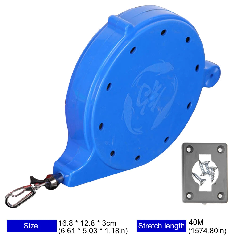 20/40M Fishing Rods Lanyard Tether Safety Line Stainless Steel Spring Sautomatic Fish Slipping Safety Device with Non-Slip Clamp