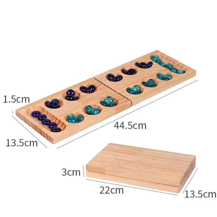 Mancala Board Game - Fun Classic Table Game with Wooden Board for Adults & Kids