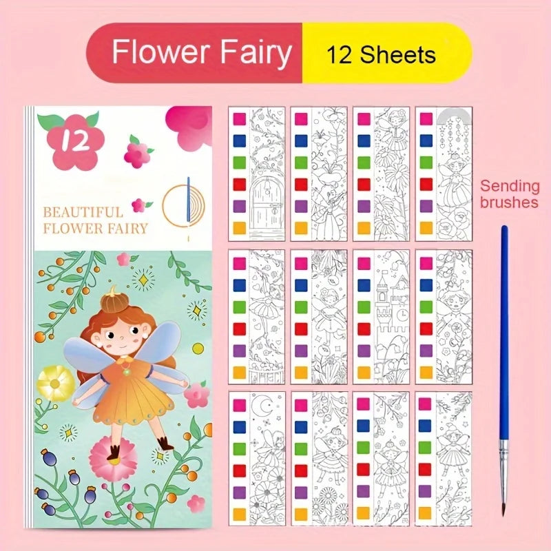 5-Pack Pocket Watercolor Coloring Book Set: Enhance Creativity and Concentration with Miniature Art Supplies