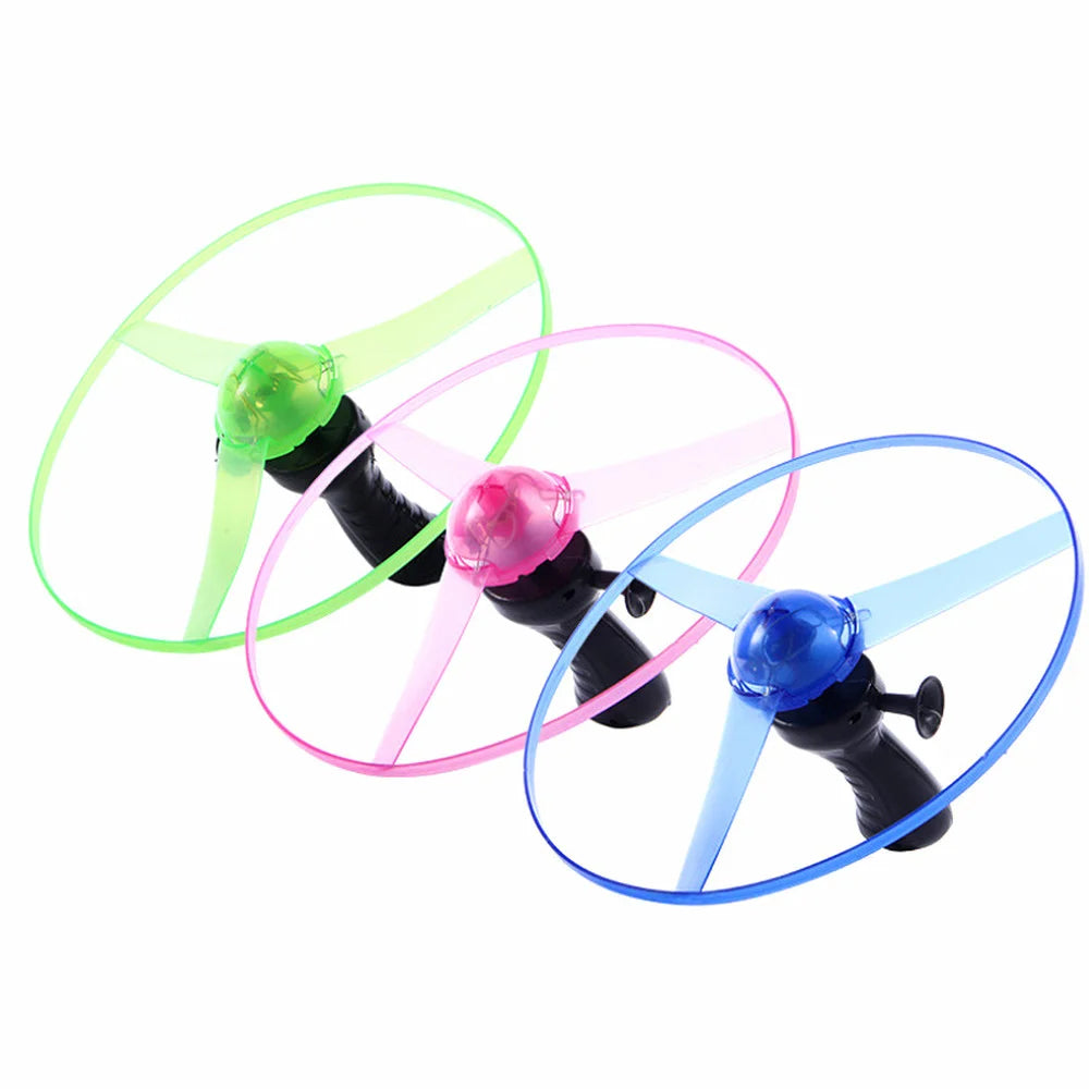 LED Lighting Flying Disc Propeller Helicopter Toys Pull String Flying Saucers UFO Spinning Top Kids Outdoor Toys Fun Game Sports