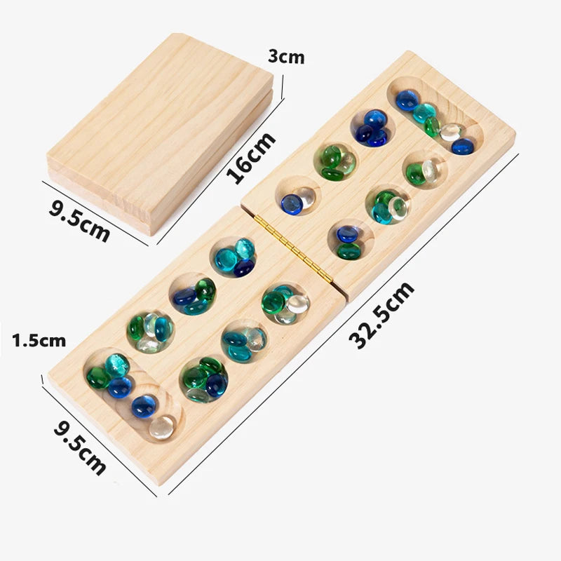 Mancala Board Game Set Family Games Multi Color Beads Ages 7+ Wooden Collapsible for Party Gift Adult Whole Family Boys Girls