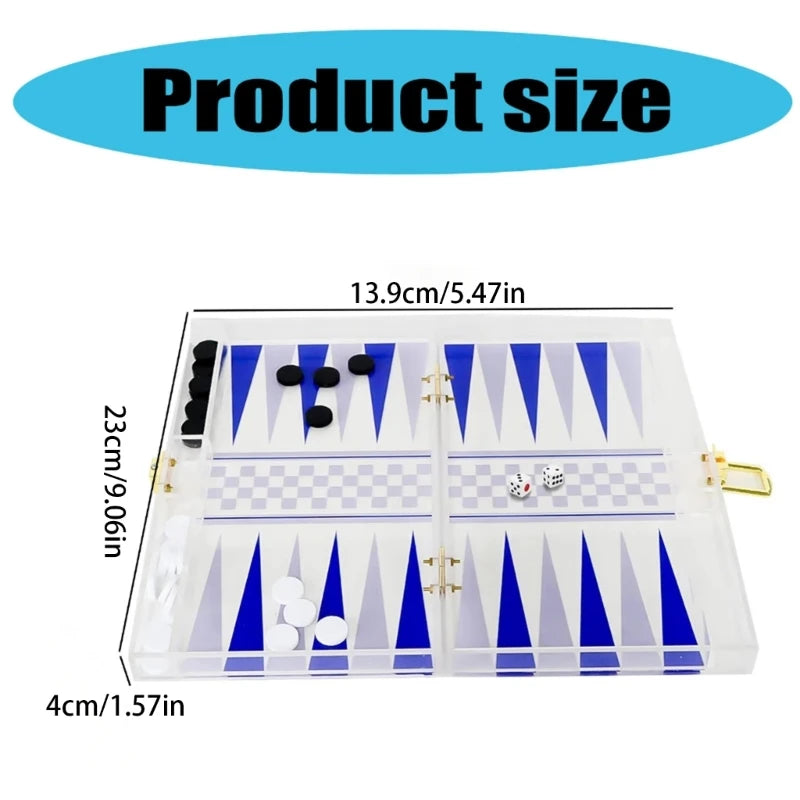 Backgammon Board Game Travel Set Portable Strategy Board Game Playing Dices Cups
