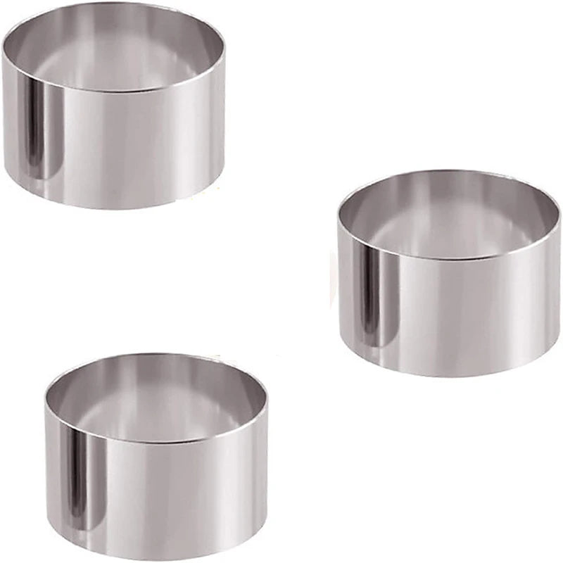 2/3/4Pcs Stainless Steel Round Cake Ring Mold Set Cake Decoration Tools Cupcake Mousse Pastry Baking Mould Tools Cooking Rings