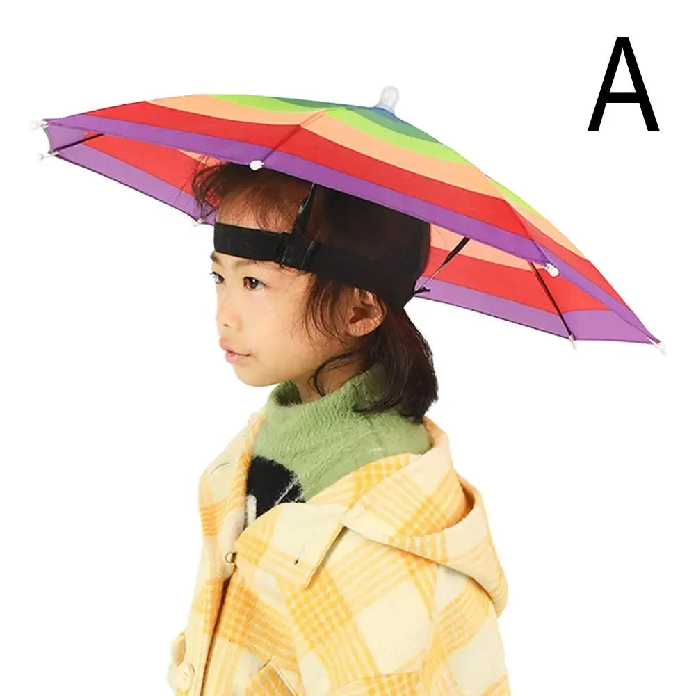 Children Rain Umbrella Hat Portable Foldable Outdoor Headwear Shade Head Hats Cap Beach Sun Camping Kids Waterproof Fishing K5F9