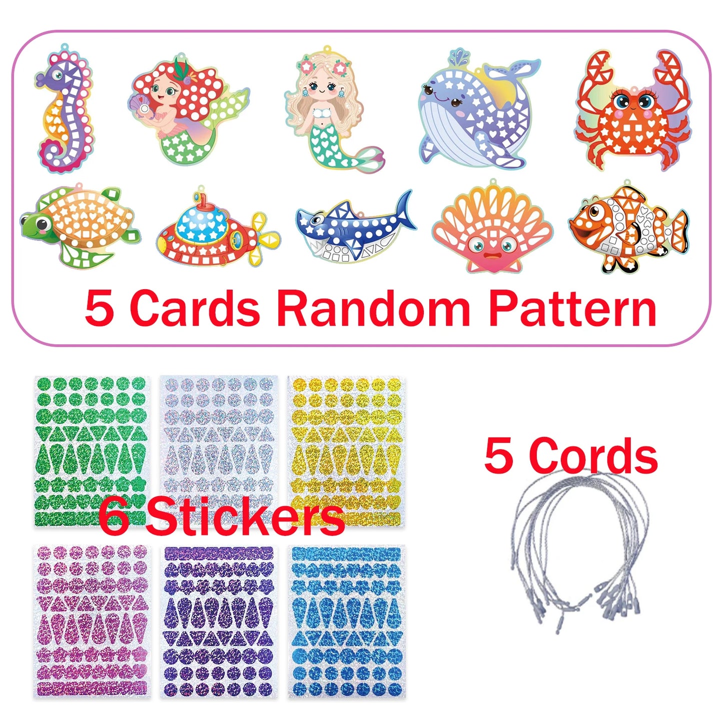 Holographic Mosaic Princess Mermaid Art Set DIY Craft Kit Foil Stickers For Birthday Gift For Travel Gift DIY Decor