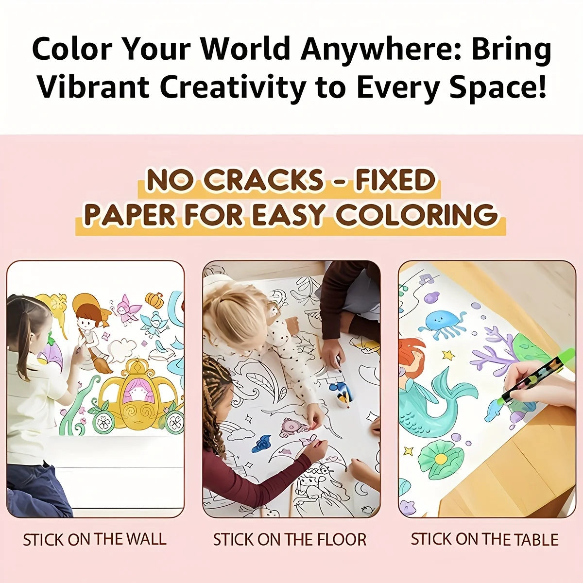 300CM DIY Drawing Roll Sticky Color Filling Paper Graffiti Scroll Coloring Roll Kids DIY Painting Educational Toys For Children