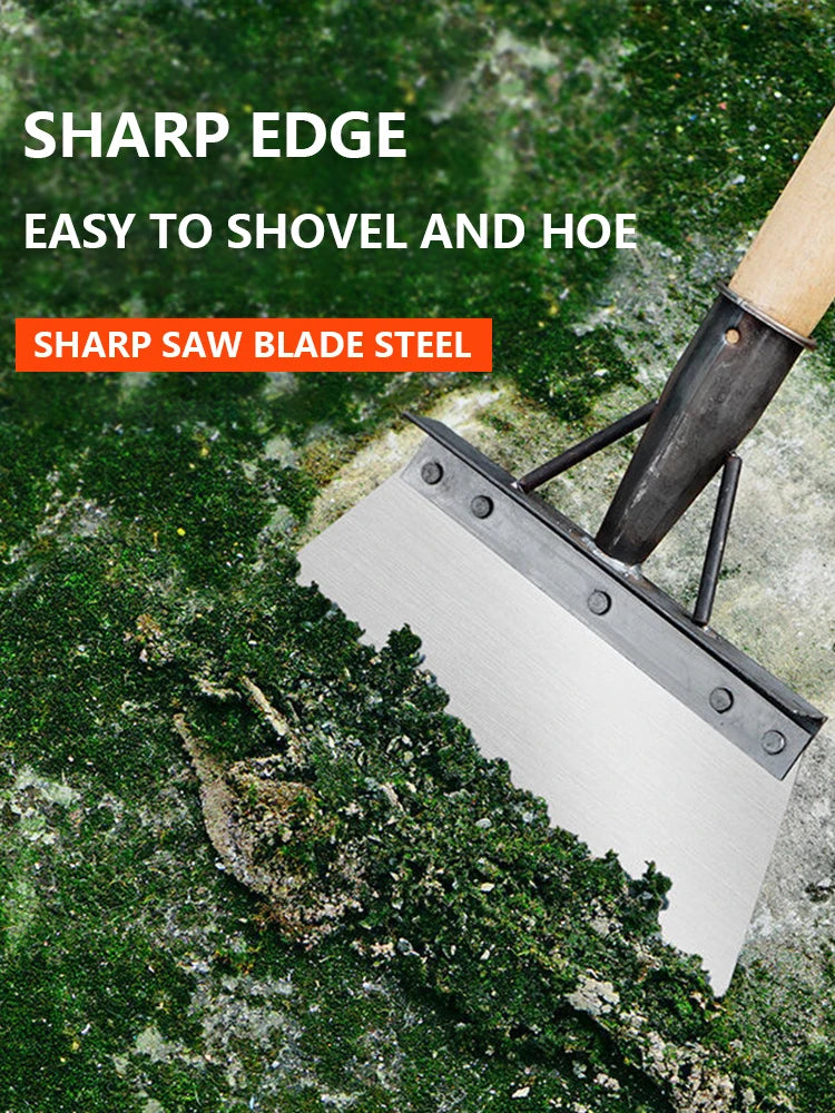 Multifunctional Outdoor Cleaning Shovel Saw Blade Steel Blade Flat Head Shovel Efficient Eradication for Garden Weeds and Moss