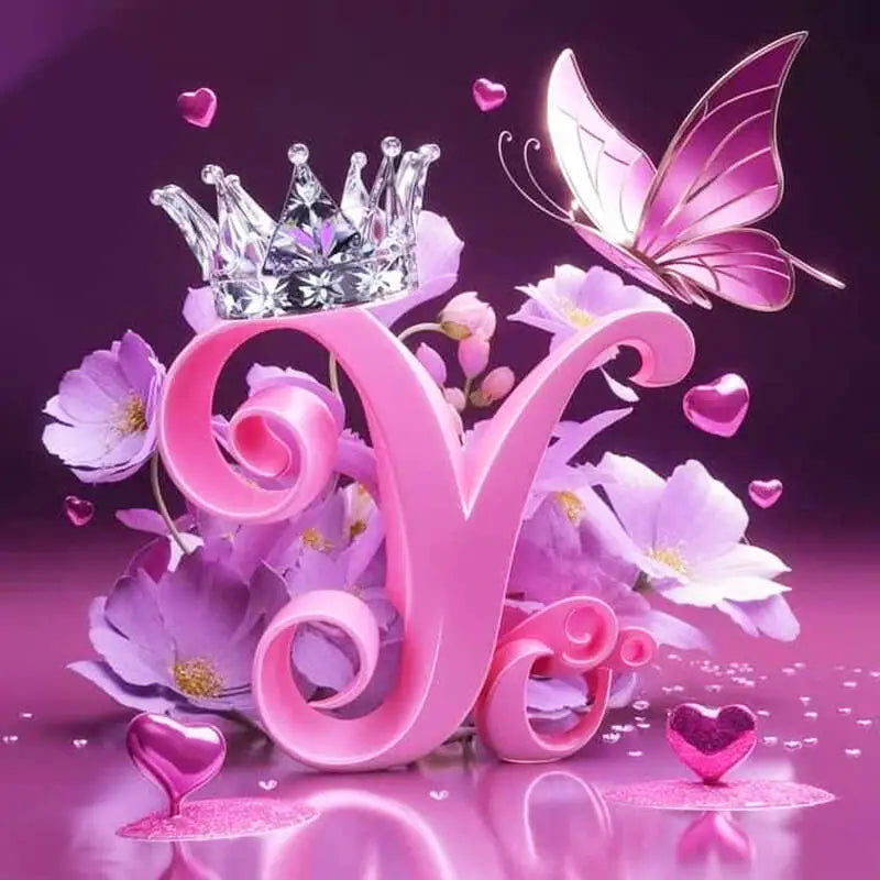 Huacan New Arrivals Diamond Painting Crown Letters Full Drill Mosaic Butterfly Alphabet Art Wall Decor For Home Craft Kit