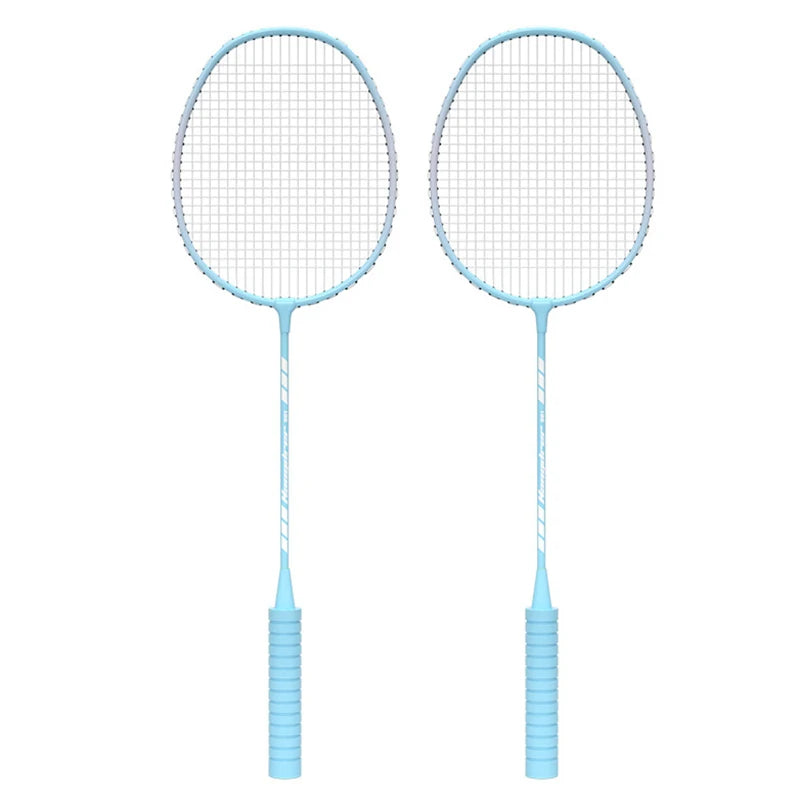 Double Badminton Racket Set For Adults With Durable High Elasticity Good Looks Foam Handle Feathers Professional Defensive