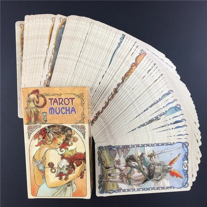 Tarot Mucha Tarot Cards Board Game Card Deck for Family Gathering Party Playing Cards Board Game
