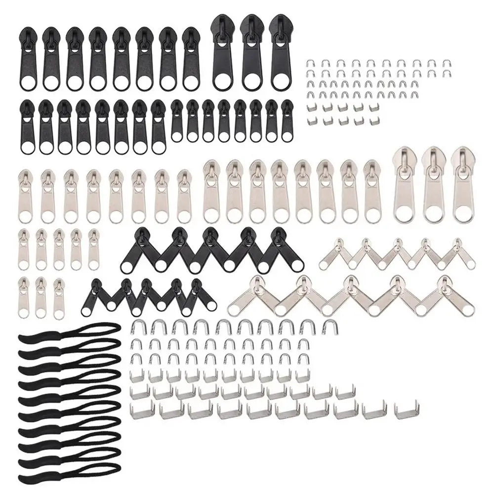 Zipper Repair Kit Double-sided Zipper Slider Replacement Zipper Pulls Installation Tools For Bags Tents Luggage Sleeping Bag
