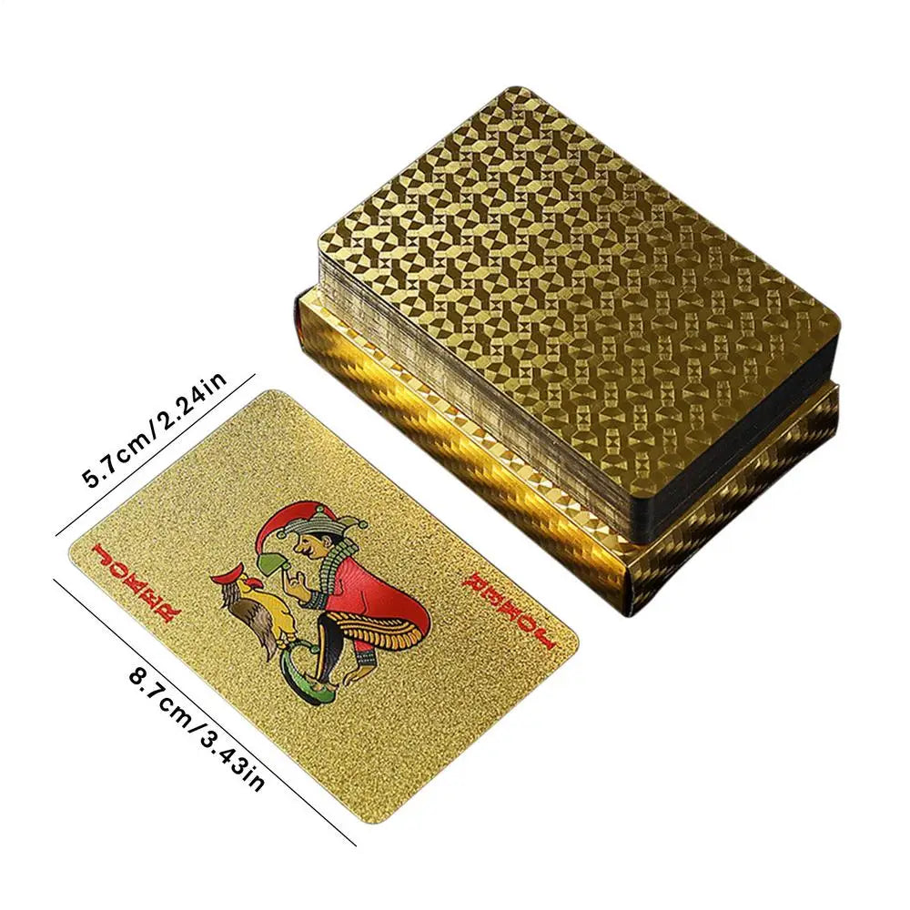 Poker Cards Game Waterproof Gold Foil Poker Board Game PVC Portable Leisure Playing Cards For Festivals Parties Gatherings