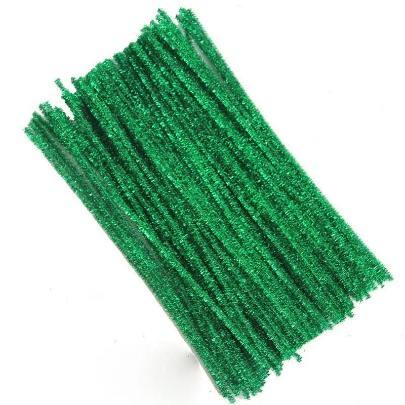 100pcs Glitter Chenille Stems Pipe Cleaners Plush Tinsel Stems Wired Sticks Kids Educational DIY Craft Supplies Toys Craft Xmas