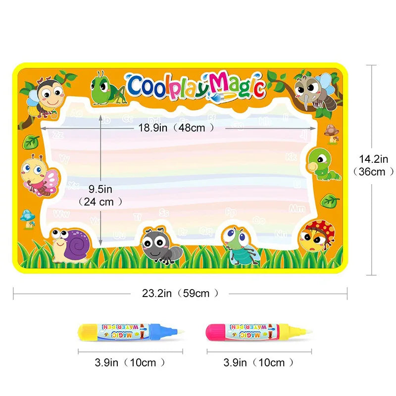 Animal Themes Rainbow Water Drawing Mat Water Doodle Mat Coloring Books Water Painting Rug Xmas Gift for Kids