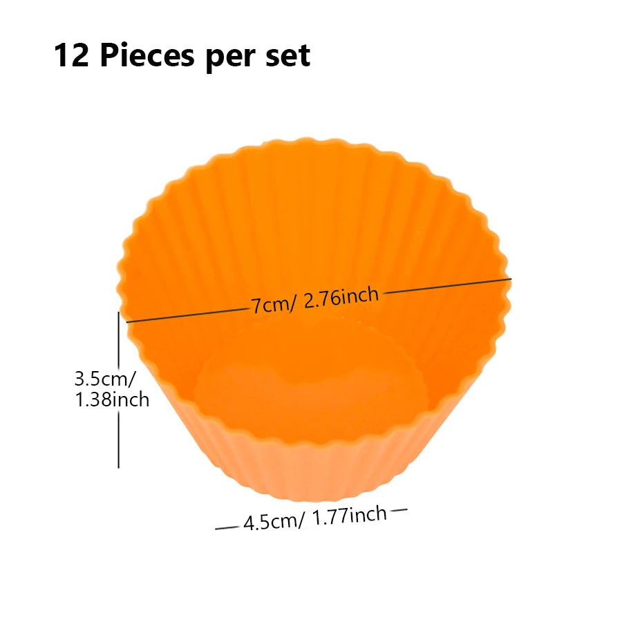12Pcs Silicone Cup Cake Tool Bakeware Baking Mold Cupcake and Muffin for Cake Making Kitchen DIY