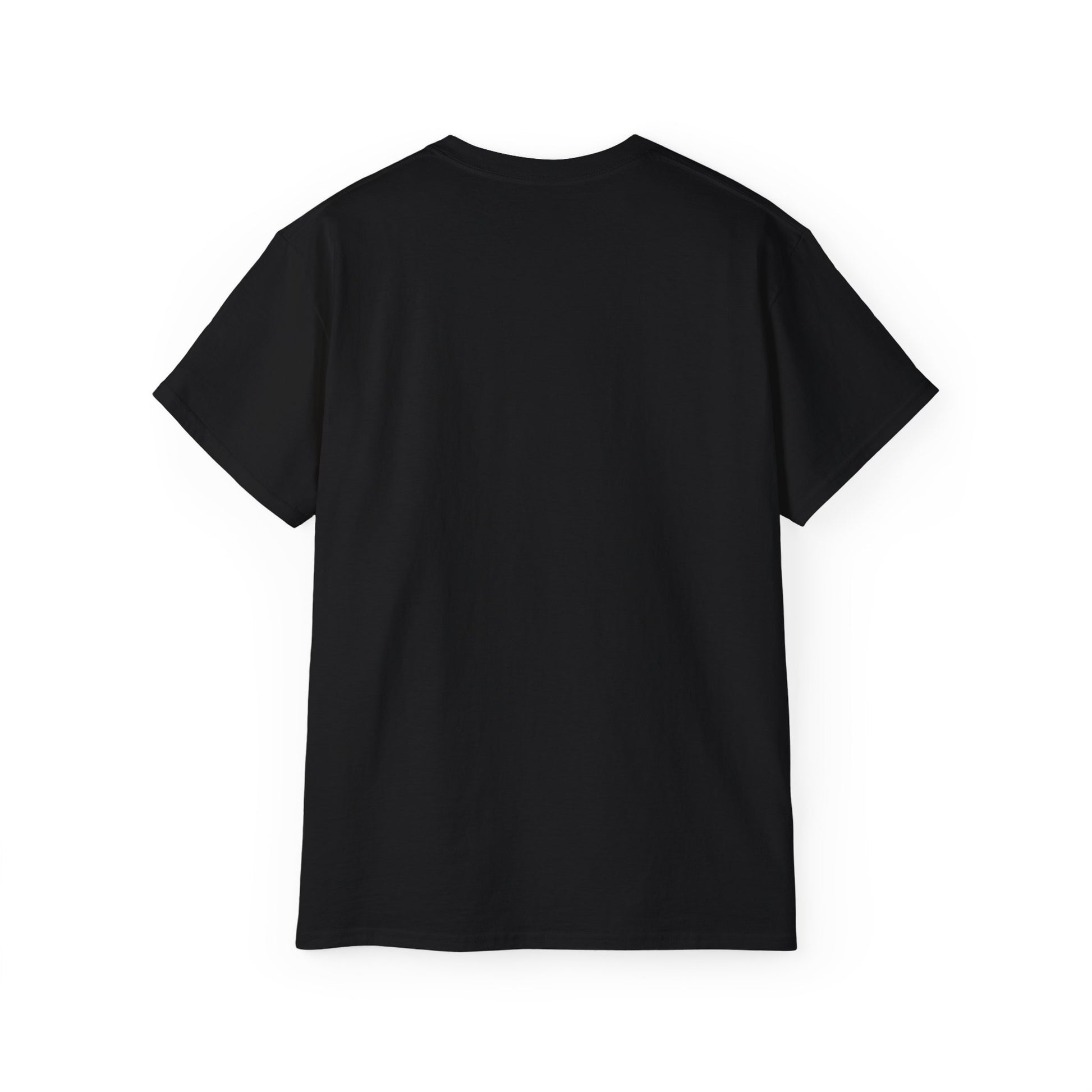 Black t-shirt on a white background