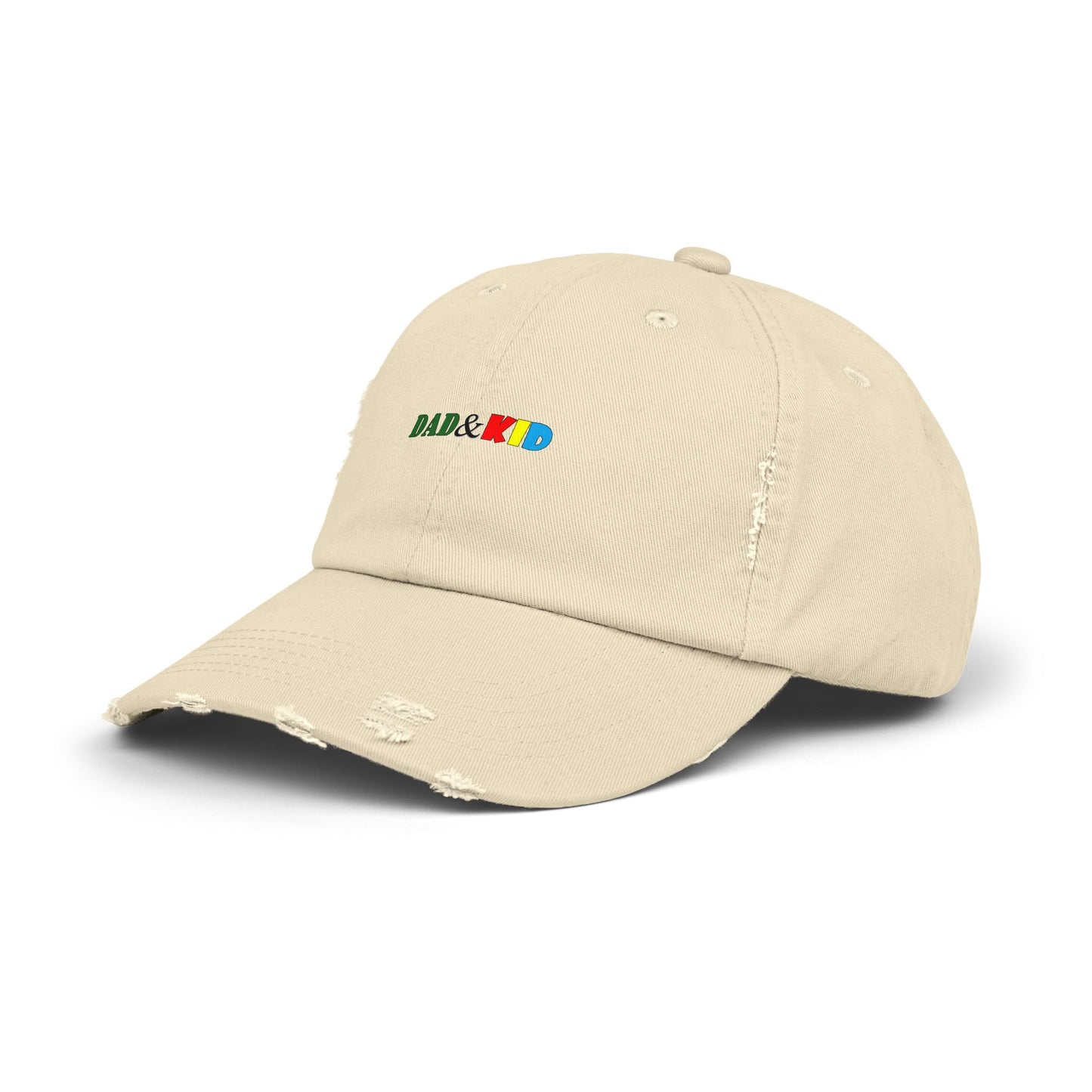 Dad & Kid Distressed Baseball Cap — Matching Family Hat, Colorful Embroidered Logo