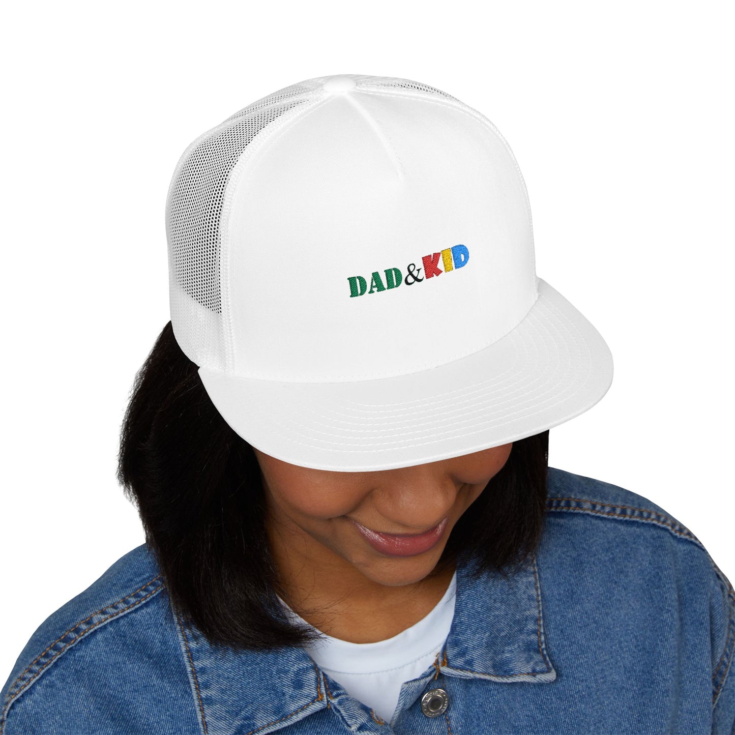 Dad & Kid Embroidered Trucker Cap — Colorful Parent-Child Baseball Hat