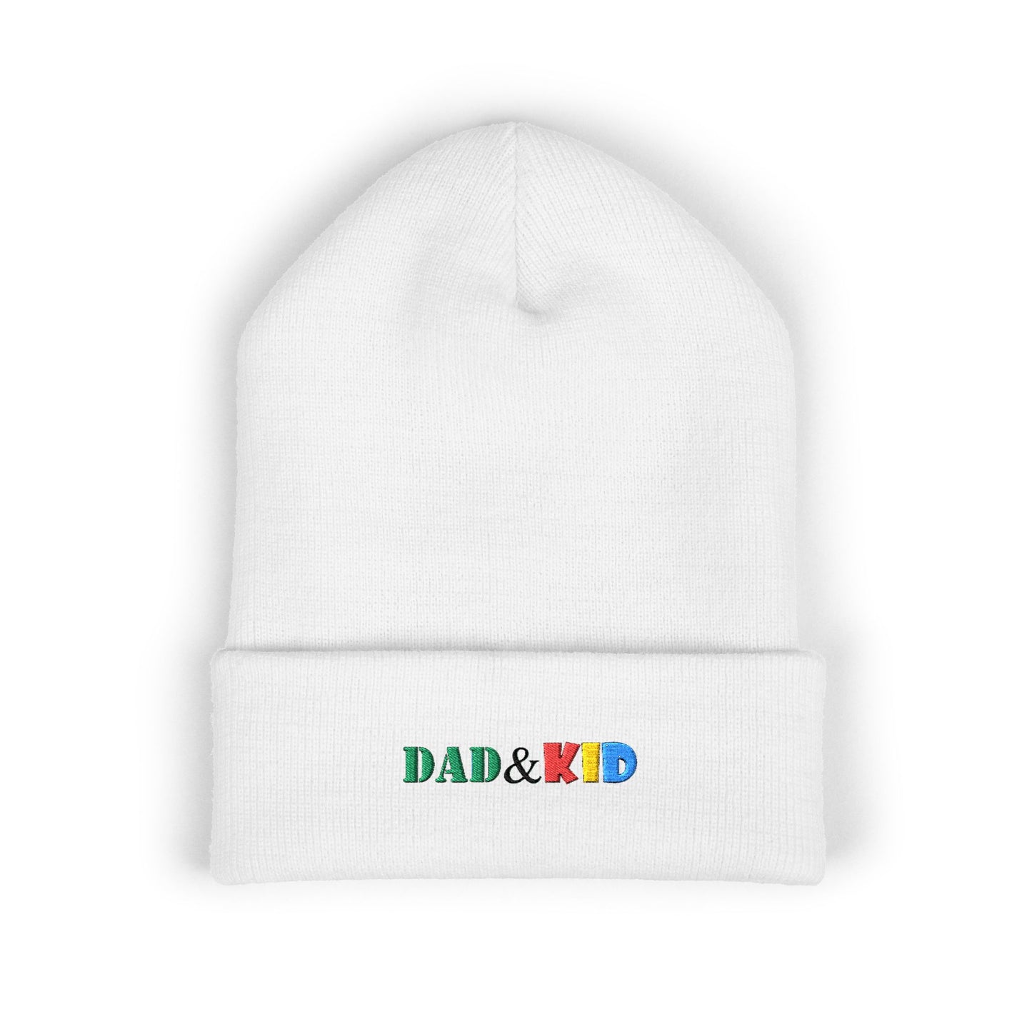 Dad & Kid Embroidered Beanie — Matching Family Cuffed Winter Hat