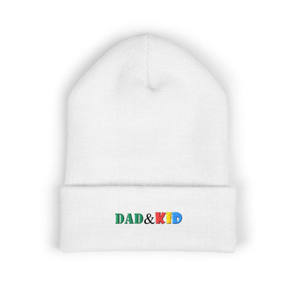 Dad & Kid Embroidered Beanie — Matching Family Cuffed Winter Hat