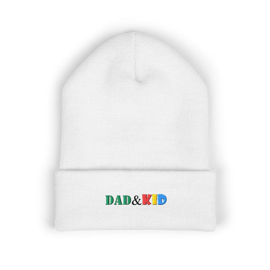 Dad & Kid Embroidered Beanie — Matching Family Cuffed Winter Hat