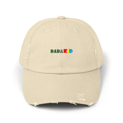 Dad & Kid Distressed Baseball Cap — Matching Family Hat, Colorful Embroidered Logo