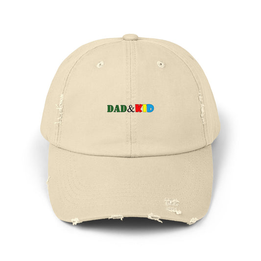 Dad & Kid Distressed Baseball Cap — Matching Family Hat, Colorful Embroidered Logo