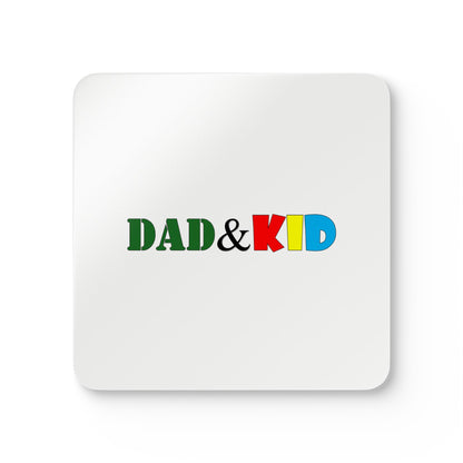 Dad & Kid Corkwood Coaster Set — Colorful Father‑Child Drink Coasters (Set of 4)