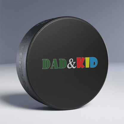 Hockey Puck — "DAD & KID" Color-Block Logo