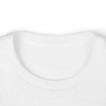 Close-up of a plain white t-shirt with a focus on the neckline.
