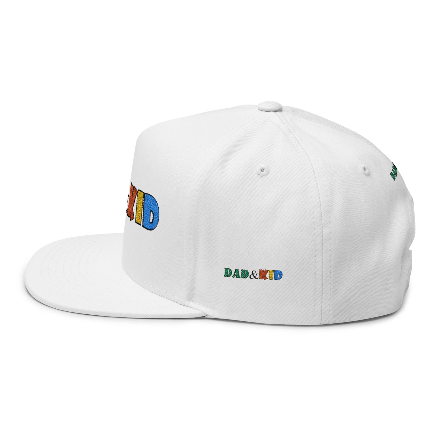 Dad & Kid Embroidered Flat Bill Cap — Colorful Father-Child Snapback