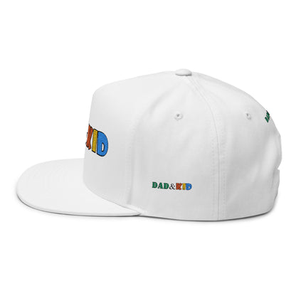 Dad & Kid Embroidered Flat Bill Cap — Colorful Father-Child Snapback