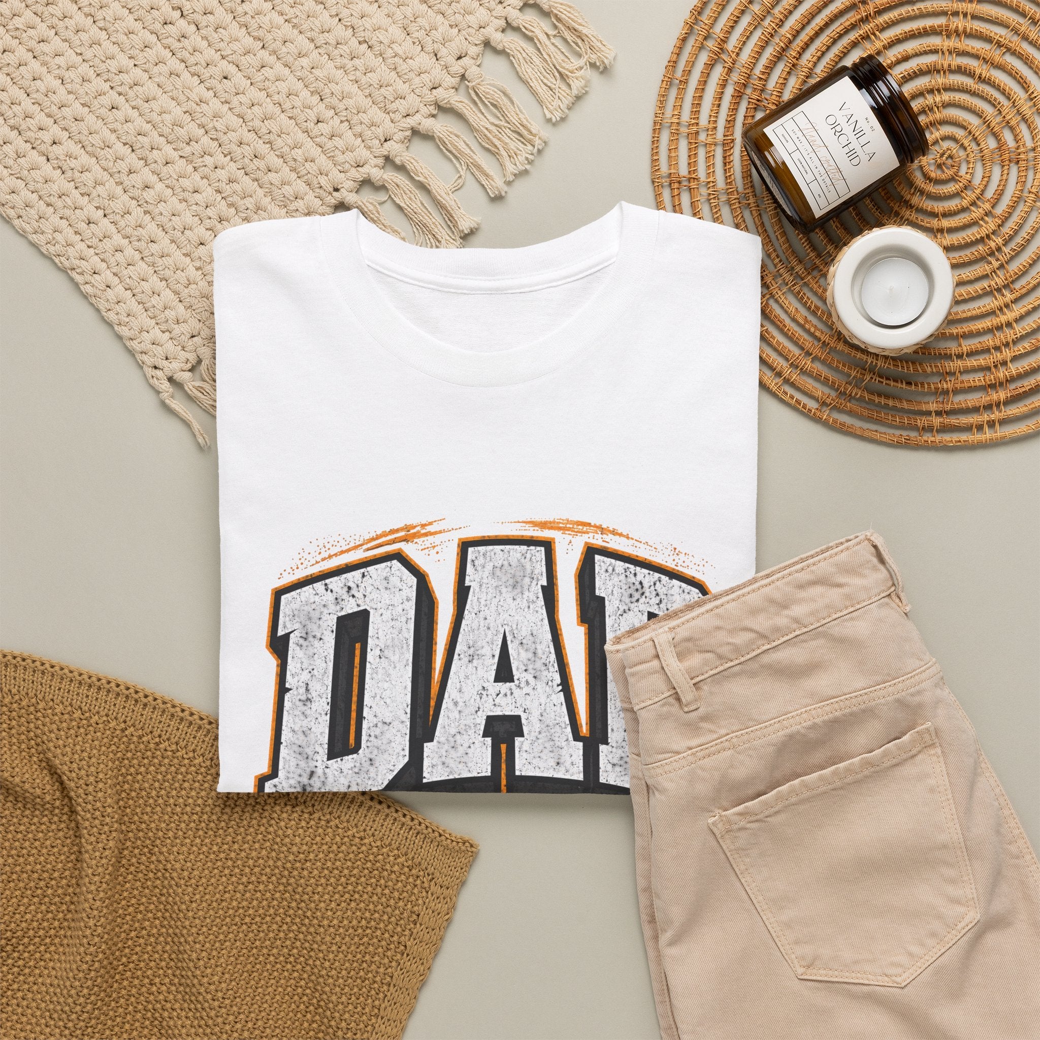 Dad Retro Varsity T-Shirt — Vintage White 'DAD' Tee for Father’s Day
