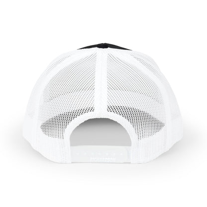 White mesh cap back on a white background