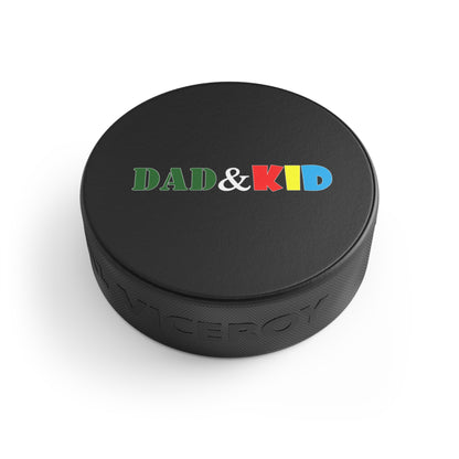 Hockey Puck — "DAD & KID" Color-Block Logo