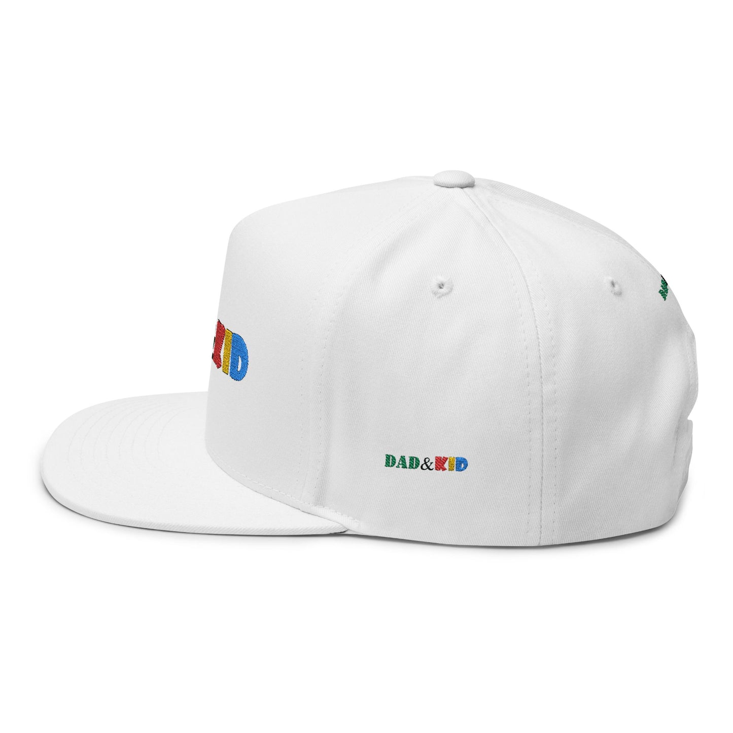 Dad & Kid Embroidered Flat Bill Cap — Colorful Father-Child Snapback