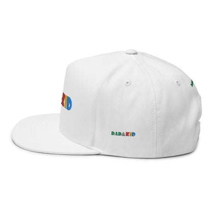 Dad & Kid Embroidered Flat Bill Cap — Colorful Father-Child Snapback