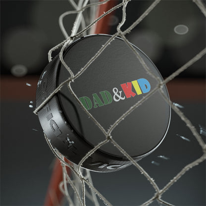 Hockey Puck — "DAD & KID" Color-Block Logo