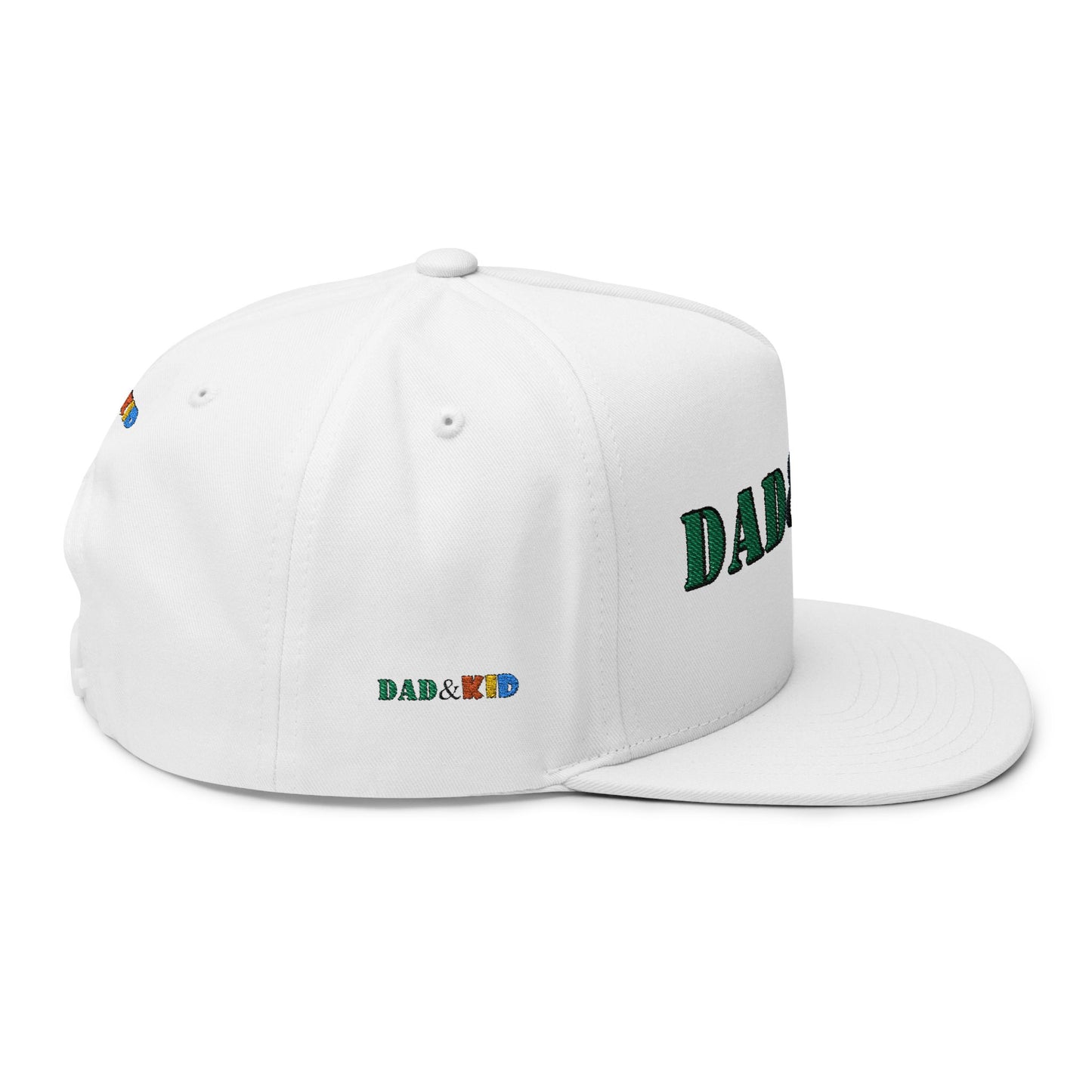 Dad & Kid Embroidered Flat Bill Cap — Colorful Father-Child Snapback