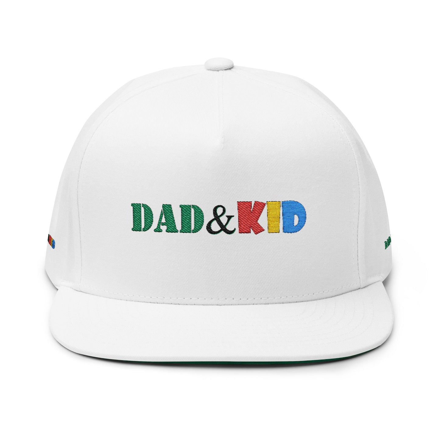 Dad & Kid Embroidered Flat Bill Cap — Colorful Father-Child Snapback