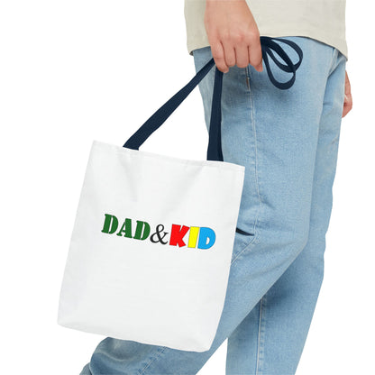Dad & Kid Colorblock Tote Bag — Father‑Child Gift Tote for Everyday Use