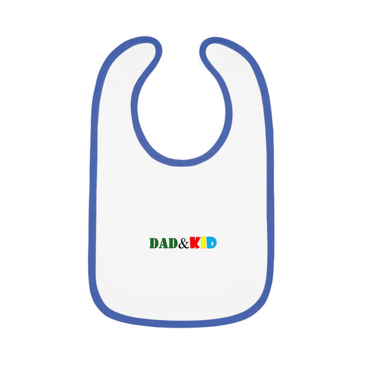 Baby Bib — "DAD & KID" Contrast Trim Jersey Bib (Blue)